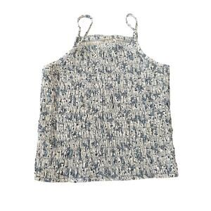 Abercrombie Kids Girl Blue Floral Spaghetti Strap Smocked Tank Top Size 9/10
